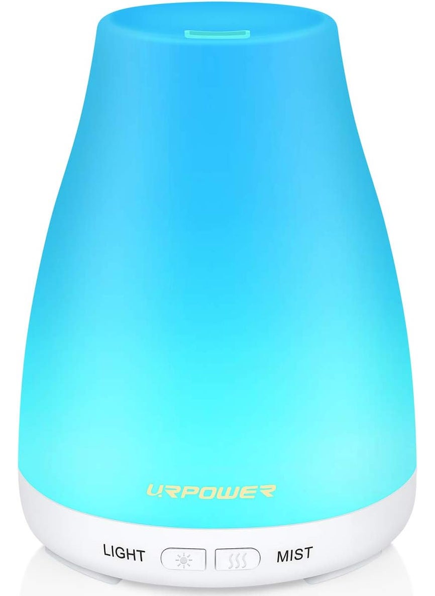 URPOWER 2nd Version Essential Oil Diffuser with Adjustable Mist Mode Waterless Auto Shut-Off and 7 Color LED Lights for Home Office, One Size (Pack of 1), White