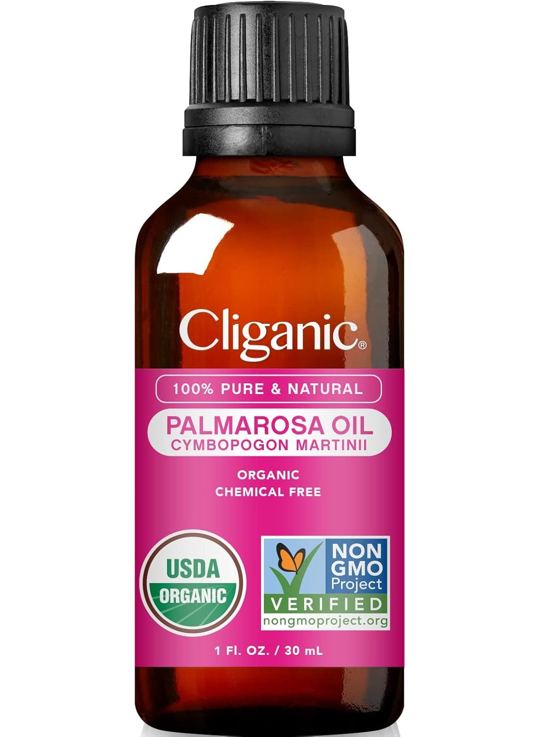 Cliganic USDA Organic Palmarosa Essential Oil, 1oz - 100% Pure Natural Undiluted for Aromatherapy | Non-GMO