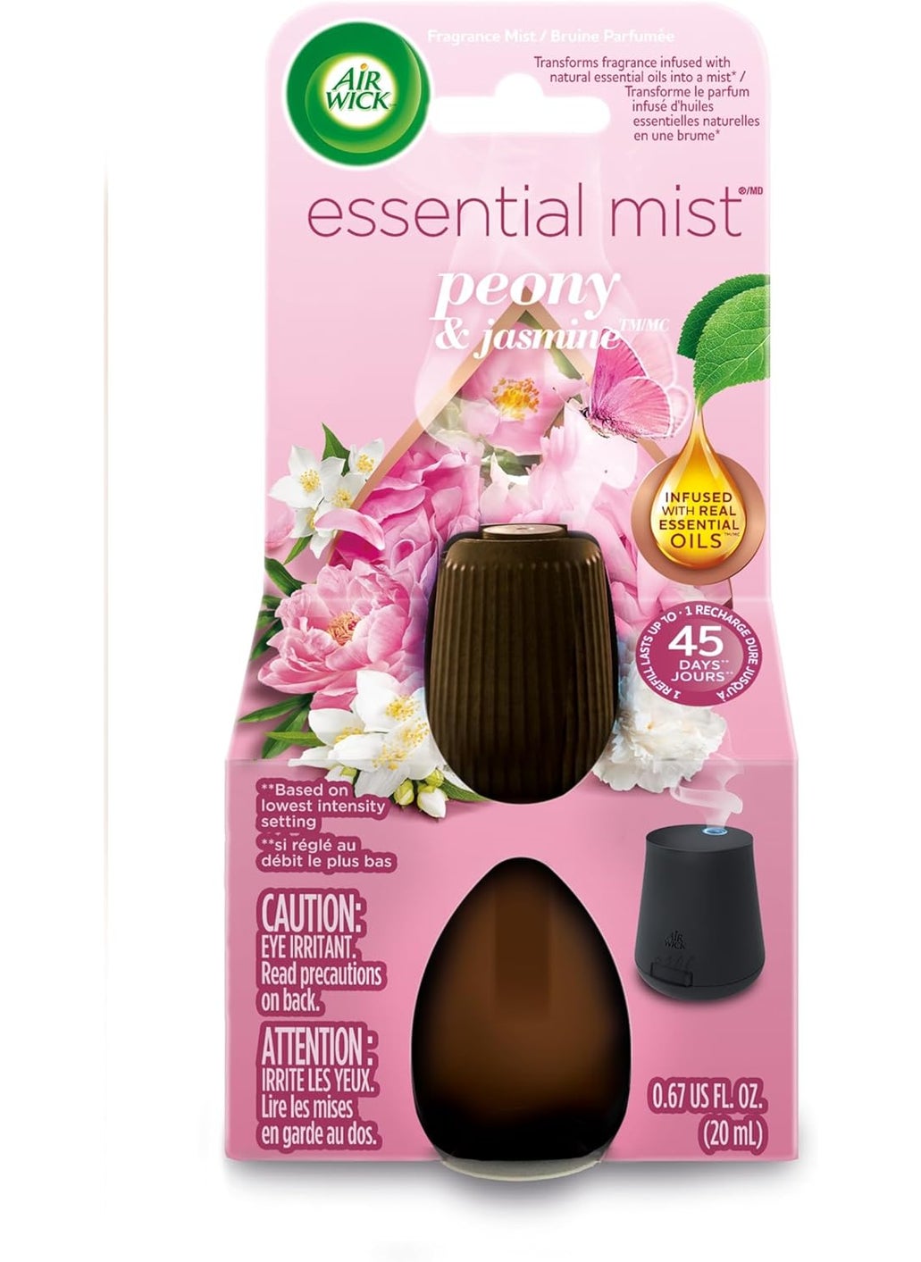 Air Wick Essential Mist Refill, 1 ct, Peony and Jasmine, Essential Oils Diffuser, Air Freshener