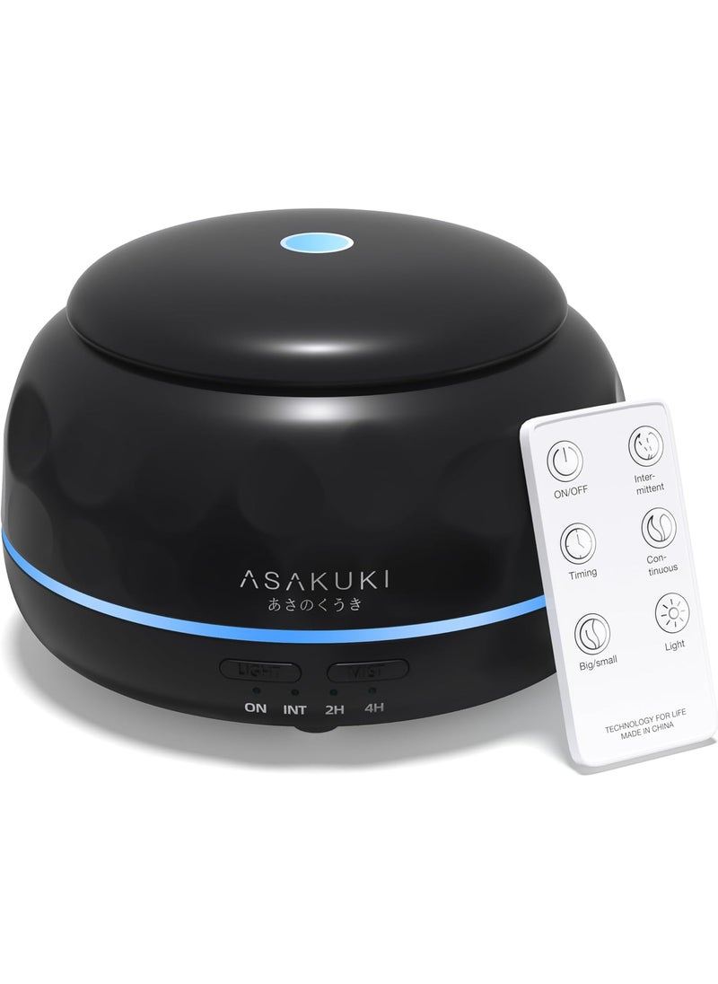 ASAKUKI Essential Oil Diffuser, 300ML Aromatherapy Humidifier with 7-Color Light, Small Home Diffuser for Relaxation-Pure Black