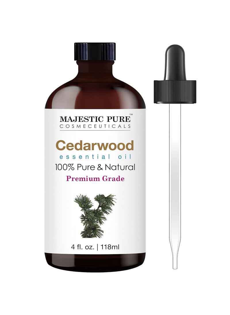 MAJESTIC PURE Cedarwood Essential Oil | 100% Pure and Natural Cedarwood Oil | Premium Grade Essential Oils for Hair Care, Home Diffusers, Skin, Aromatherapy, Massage and Humidifiers | 4 Fl Oz
