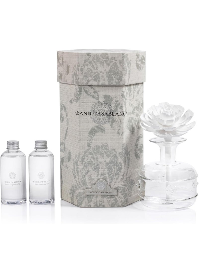 Zodax Grand Casablanca Porcelain Oil Diffuser - 6.76 oz -Moroccan Peony