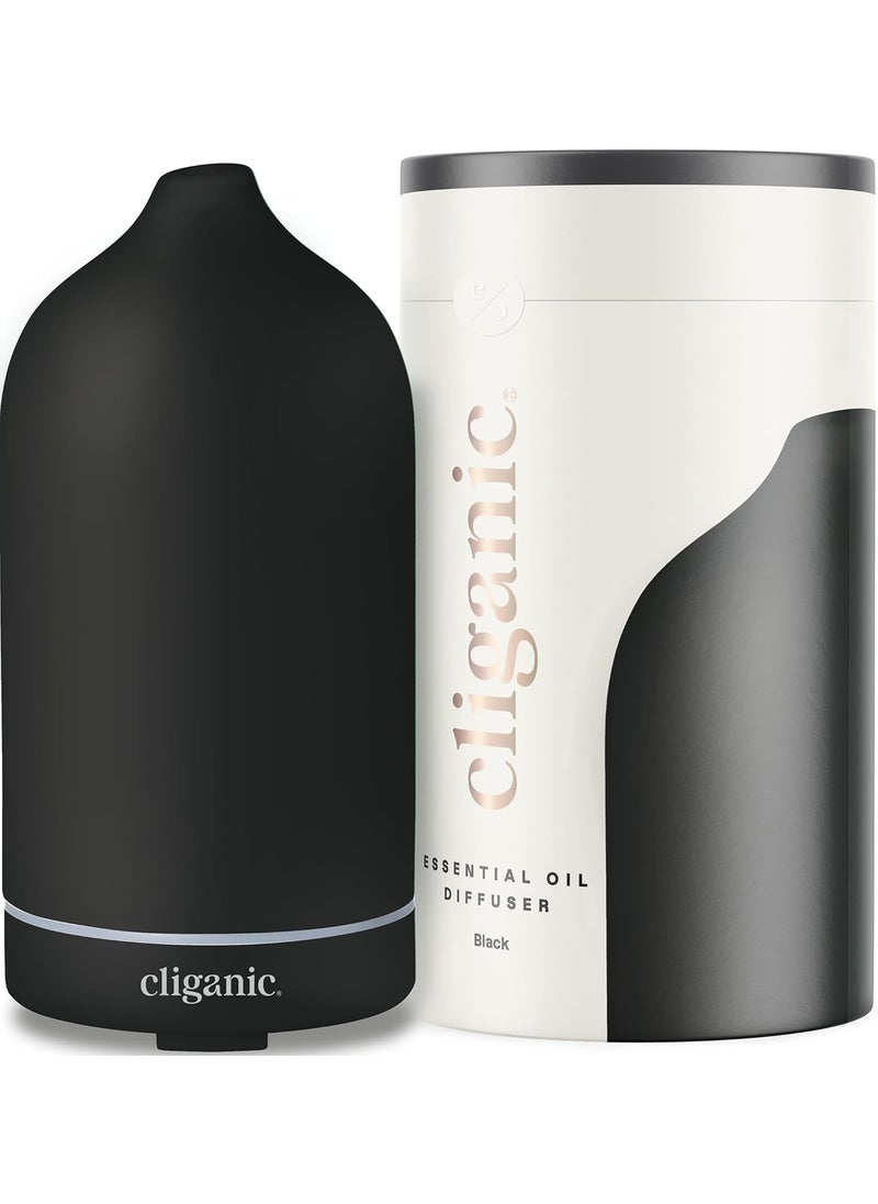 Cliganic Ceramic Diffuser (Black), 100ml Ultrasonic for Essential Oils Aromatherapy, Home & Office