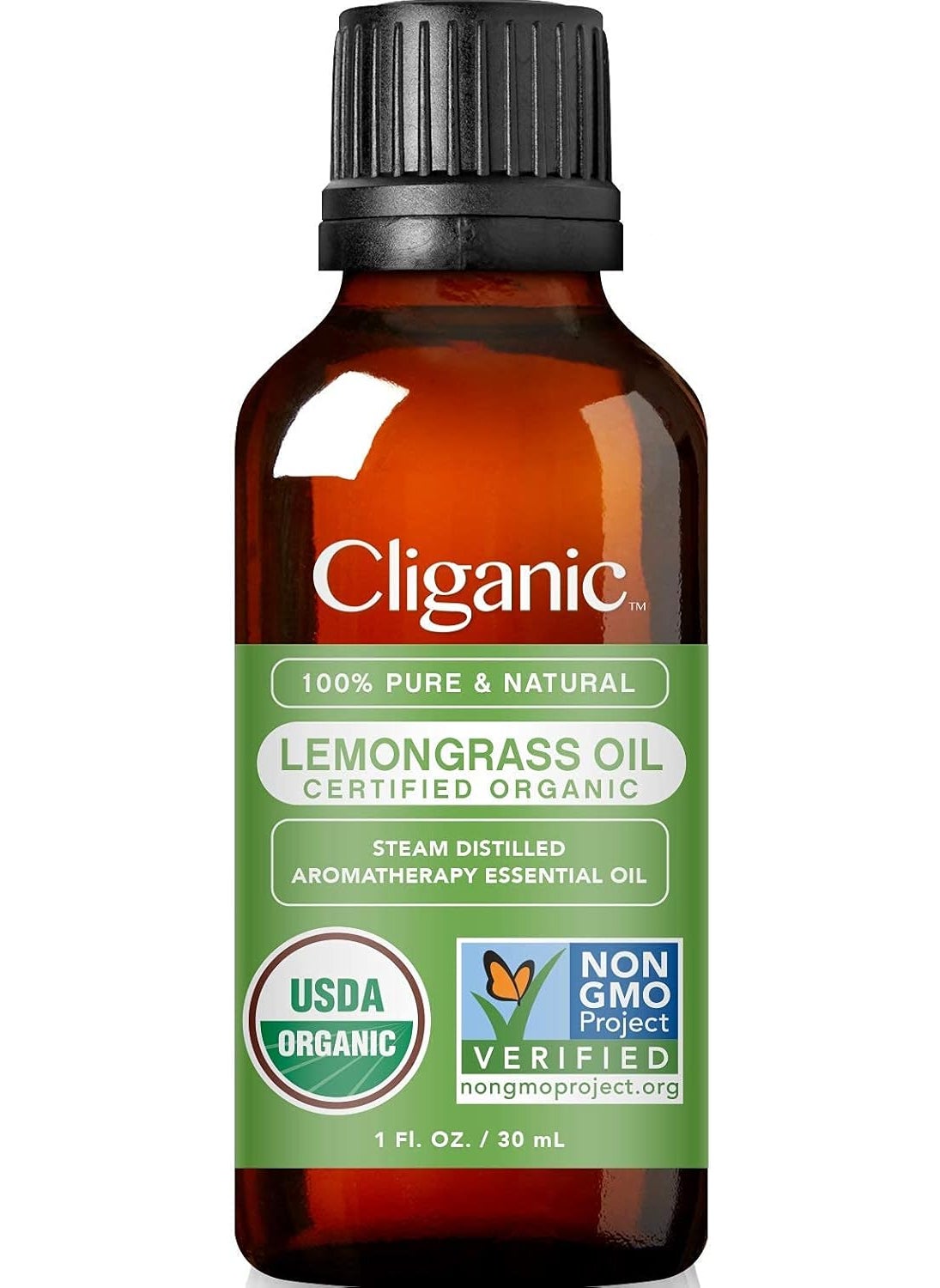 Cliganic Organic Lemongrass Essential Oil, 1oz - 100% Pure Natural Undiluted, for Aromatherapy Diffuser | Non-GMO Verified