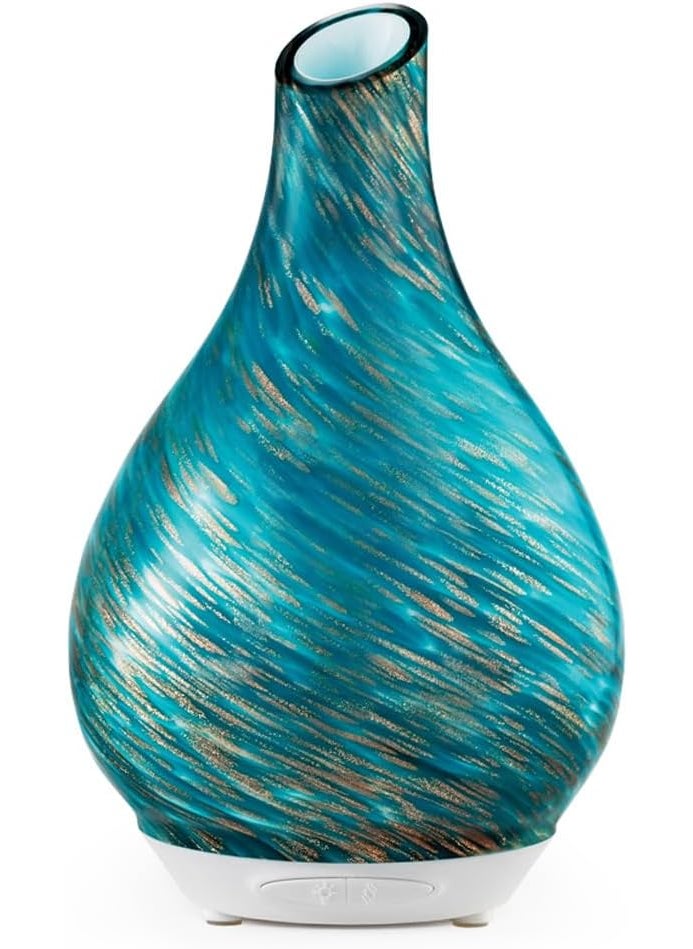SpaRoom Teardrop Glass Aromatherapy Ultrasonic Misting Essential Oil Diffuser for Large Rooms, Seascape
