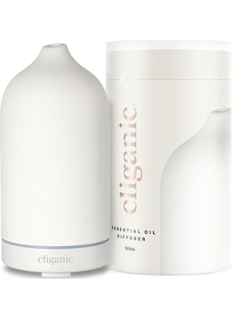 Cliganic Ceramic Diffuser (White), 100ml Ultrasonic for Essential Oils Aromatherapy, Home & Office