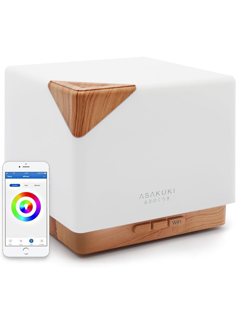 ASAKUKI Smart WiFi Essential Oil Aromatherapy Diffuser, Easy Connect with Alexa and Google Home Phone App Voice Control 700 ml Ultrasonic Diffuser, Create Schedules 7 LED Colors Humidifier
