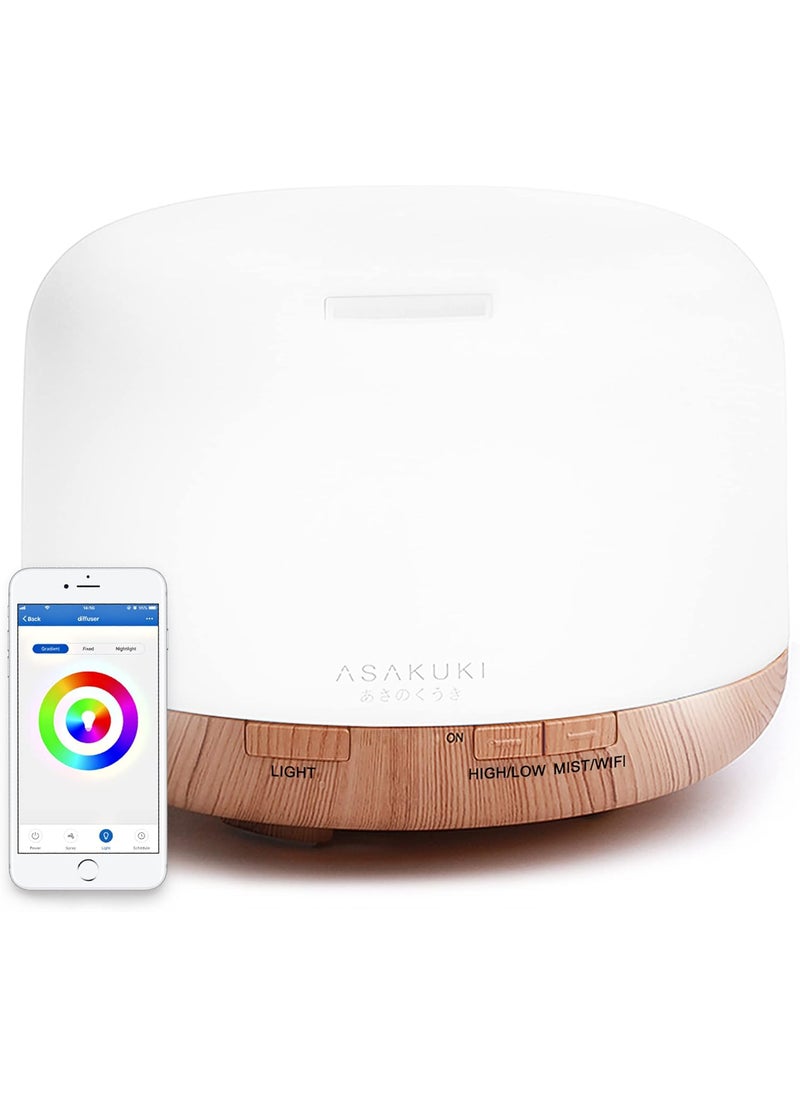 ASAKUKI Smart Wi-Fi Essential Oil Diffuser, App and Voice Control Compatible with Alexa, 500ml Aromatherapy Humidifier for Relaxing Atmosphere in Home Office Bedroom Gold