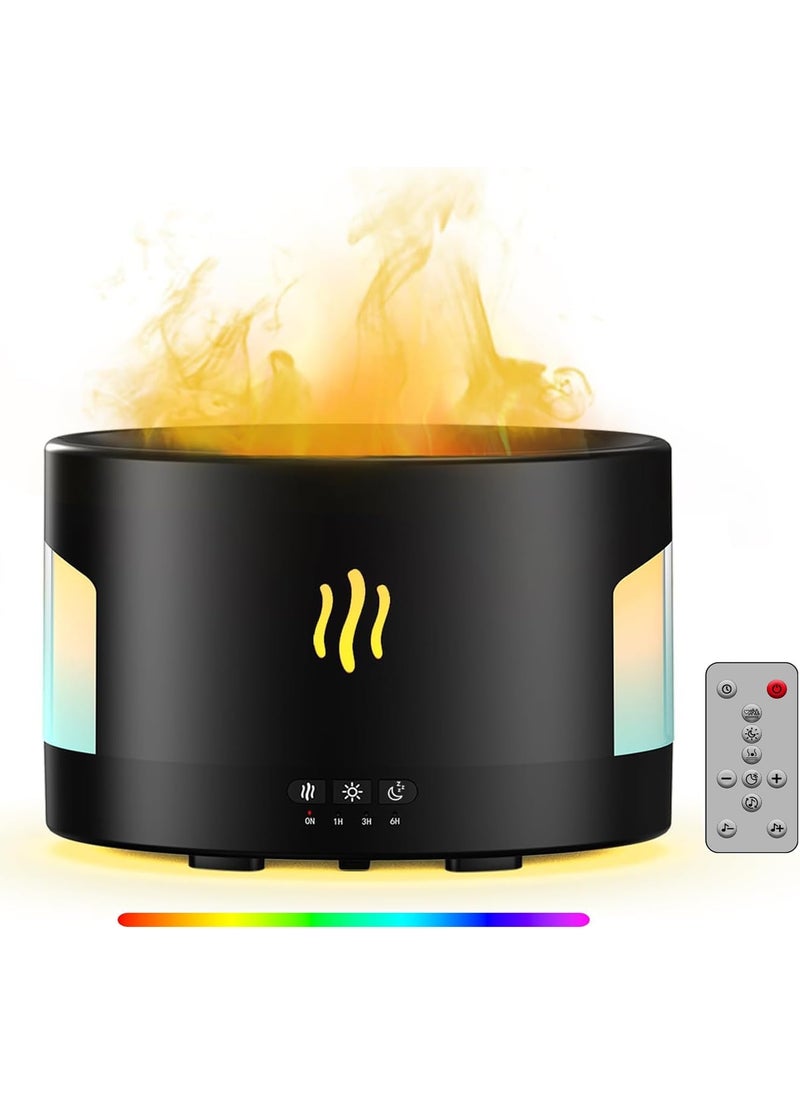 Depulat Flame Essential Oil Diffuser Humidifier, 450ml Bluetooth Fireplace Diffuser Humidifier with White Noise, Remote Control, 7 Colors Changing, Aromatherapy Diffuser for Large Room, Office, Yoga