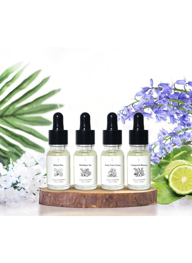 PRISTINE Top 4 Signature Blend Essential Oils 4 Pcs Set for Electronic Diffuser for Home, Humidifier, Aromatherapy fragrance for home(Himalayan Tea, Campanula Blossom, Balsam Pine, Ivory Coast Cotton)
