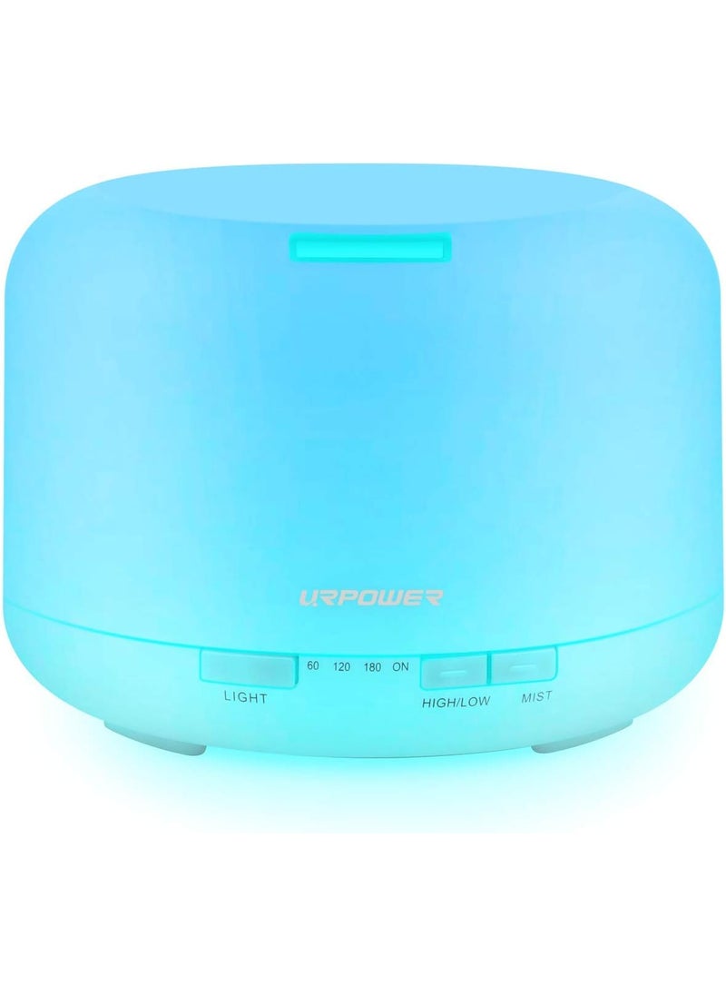 URPOWER Upgraded 500ML Essential Oil Diffuser Humidifiers Ultrasonic Aromatherapy Diffusers with 4 Timer Settings and Waterless Auto Shut-Off for Home Office Living Room Yoga Spa