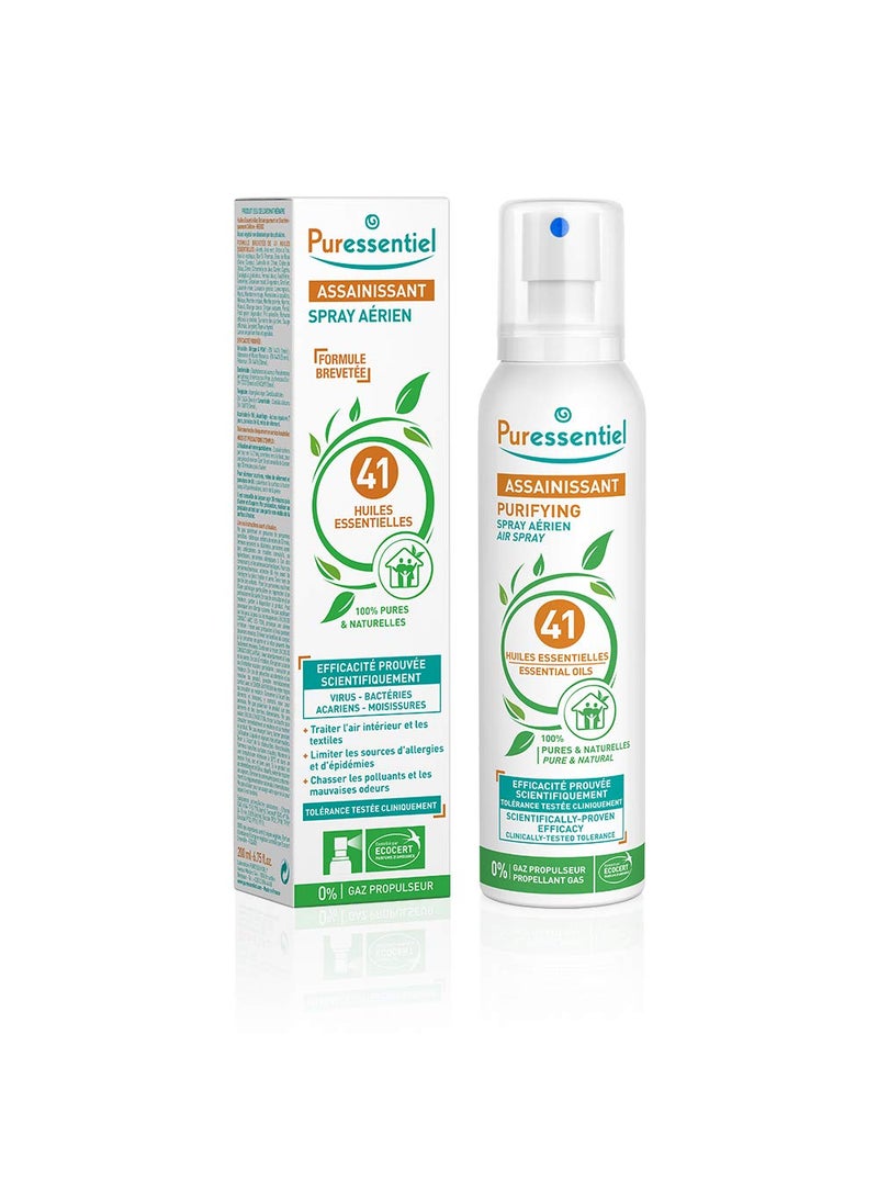 Puressentiel Purifying Air Freshener Spray with 41 Essential Oils - Organic Fabric and Room Spray for Natural Aromatic Atmosphere - 6.75 oz