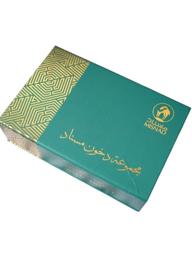 MISNAD Bakhoor Combo Set – Dukhoon & Oud Muattar | Traditional Middle Eastern Incense | 6 Distinct Scents | Long-Lasting Aroma | Oriental Fragrance Set for Home, Prayer & Gifting