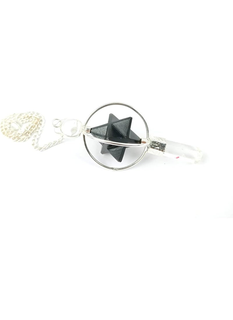 Jet Tourmaline Spinning Merkaba Pendulum 2.5 inch Jet International Crystal Therapy 40 Page Booklet Chakra Balancing Treatment w/Pouch Reiki Yes/No Divine Spiritual Answers Crystal Ball