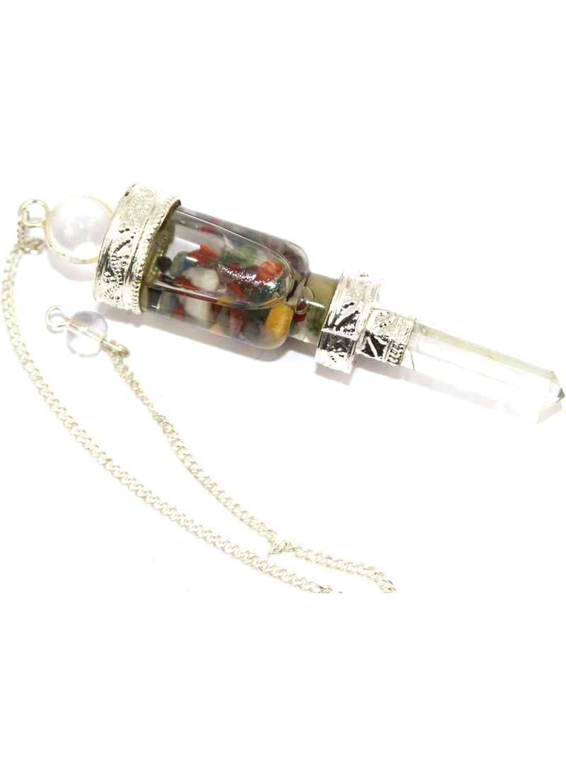 Jet Pendulum- Chakra Bottle Vial Shaped Pendulum Healing Chakra Balancing Agate Stone Reiki Spiritual Gift