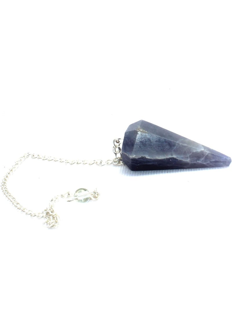 Blue Aventurine Pendulum - Jet Healing Crystal Cone Faceted Reiki Pendulum Dowsing Balancing Divine Energy Cleansing Natural Dowser 2 Inch Long