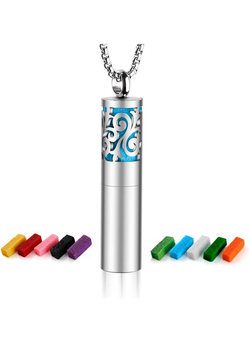 Essential Oil Necklace for Women, Diffuser Necklaces 316L Stainless Steel, Diffuser Pendant with 10 Felt Pads, Aromatherapy Necklace Gift Set for Birthday, Christmas