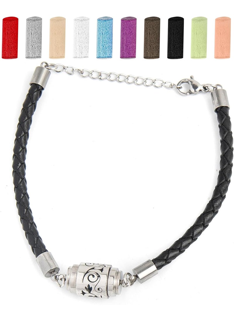 Framendino, Stainless Steel Adjustable Pattern Aroma Bracelet Essential Oil Diffuser with 10PCS Refill Sticks