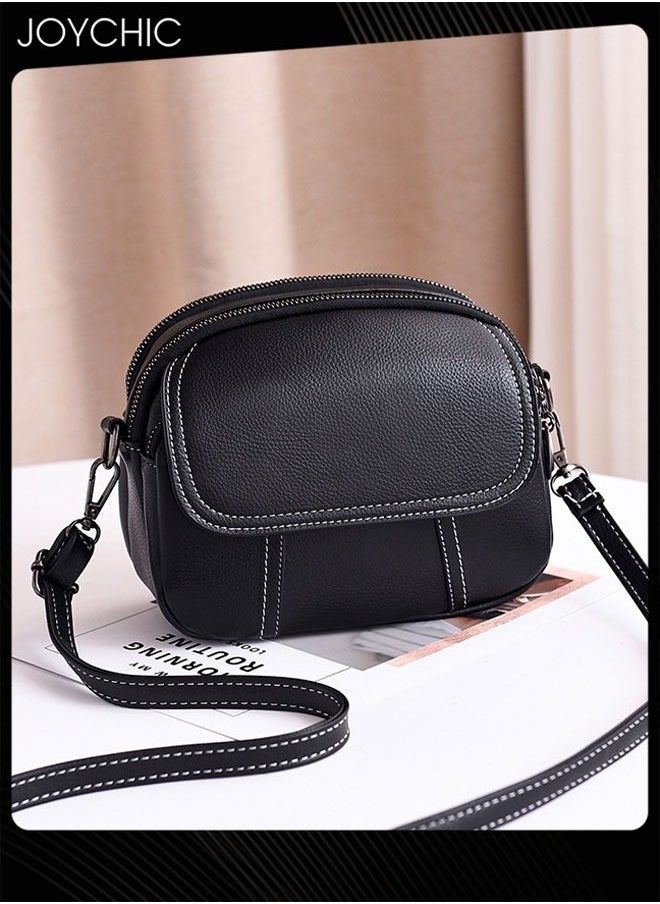 Women Leather Waterproof and Wear-resistant Shoulder Bag Ladies Small Lightweight Crossbody Bag with Adjustable Straps