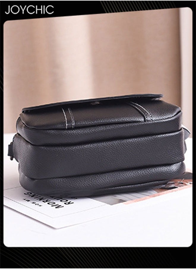 Women Leather Waterproof and Wear-resistant Shoulder Bag Ladies Small Lightweight Crossbody Bag with Adjustable Straps
