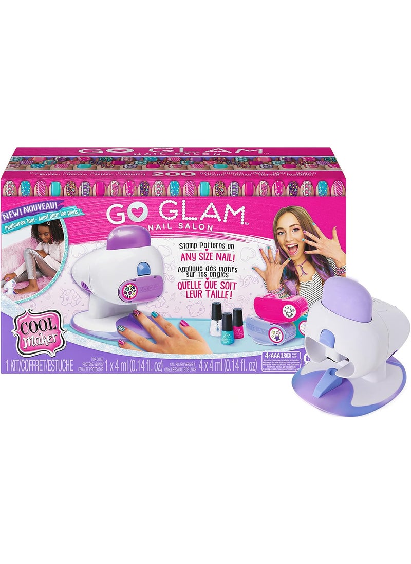 Cool Maker, GO Glam Nail Stamper Deluxe Salon with Dryer for Manicures and Pedicures with 3 Bonus Patterns and 2 Bonus Nail Polishes, Exclusive