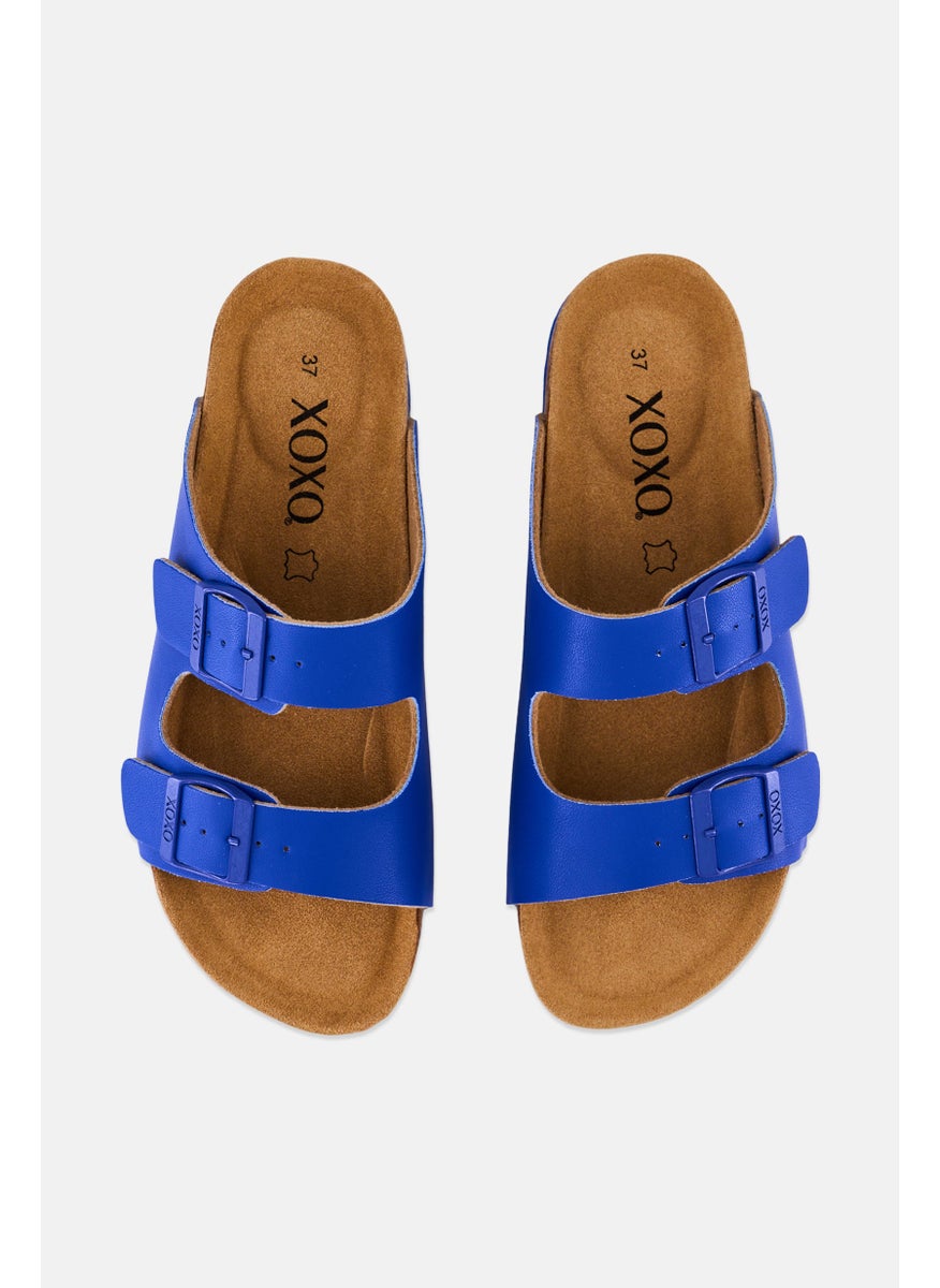 Women Slip On Cork Sandals, Ultra Blue