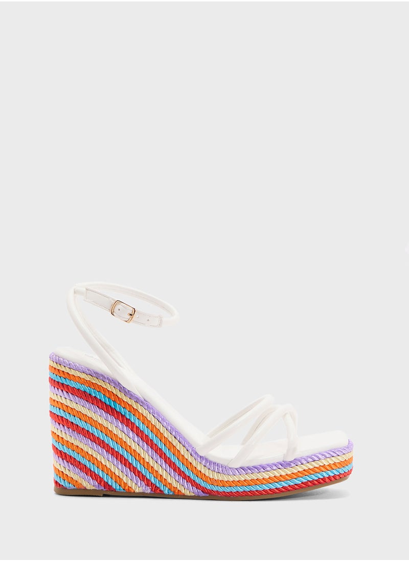Strappy Ankle Strap Color Pop Wedge Sandal
