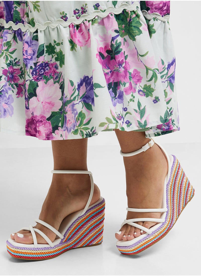 Strappy Ankle Strap Color Pop Wedge Sandal