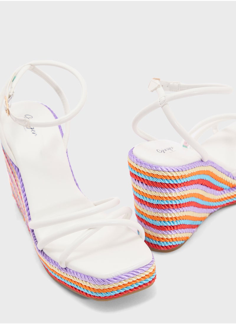 Strappy Ankle Strap Color Pop Wedge Sandal