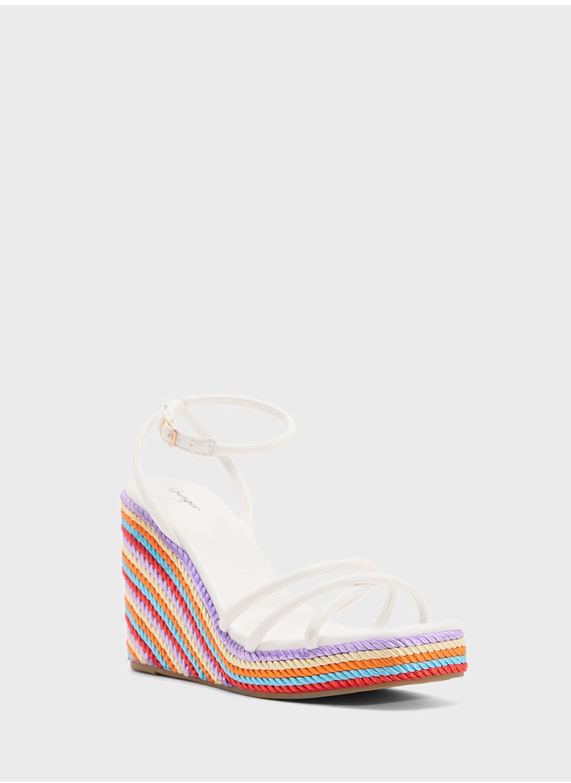 Strappy Ankle Strap Color Pop Wedge Sandal