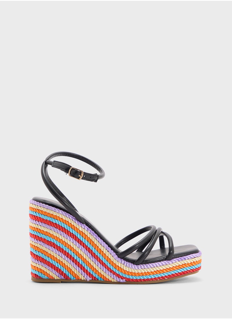 Strappy Ankle Strap Color Pop Wedge Sandal