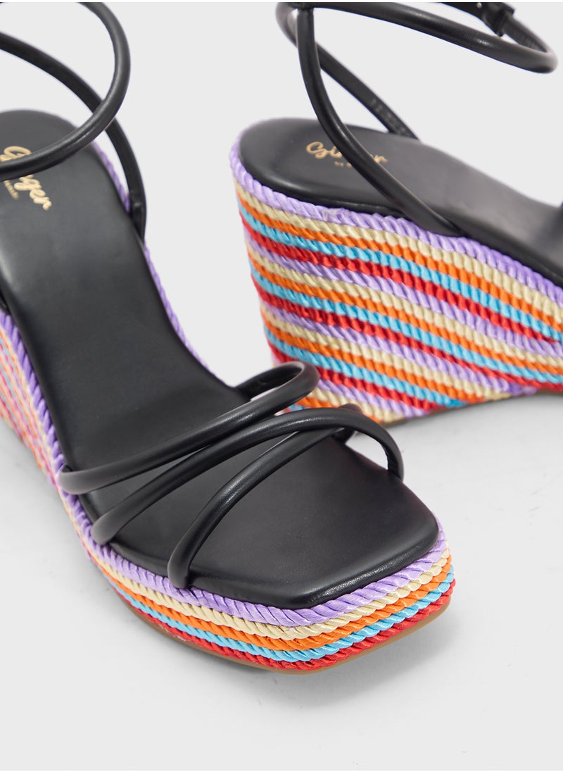 Strappy Ankle Strap Color Pop Wedge Sandal