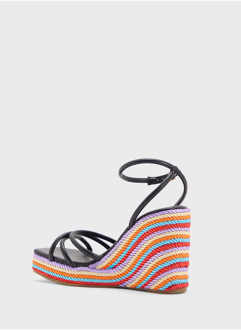 Strappy Ankle Strap Color Pop Wedge Sandal
