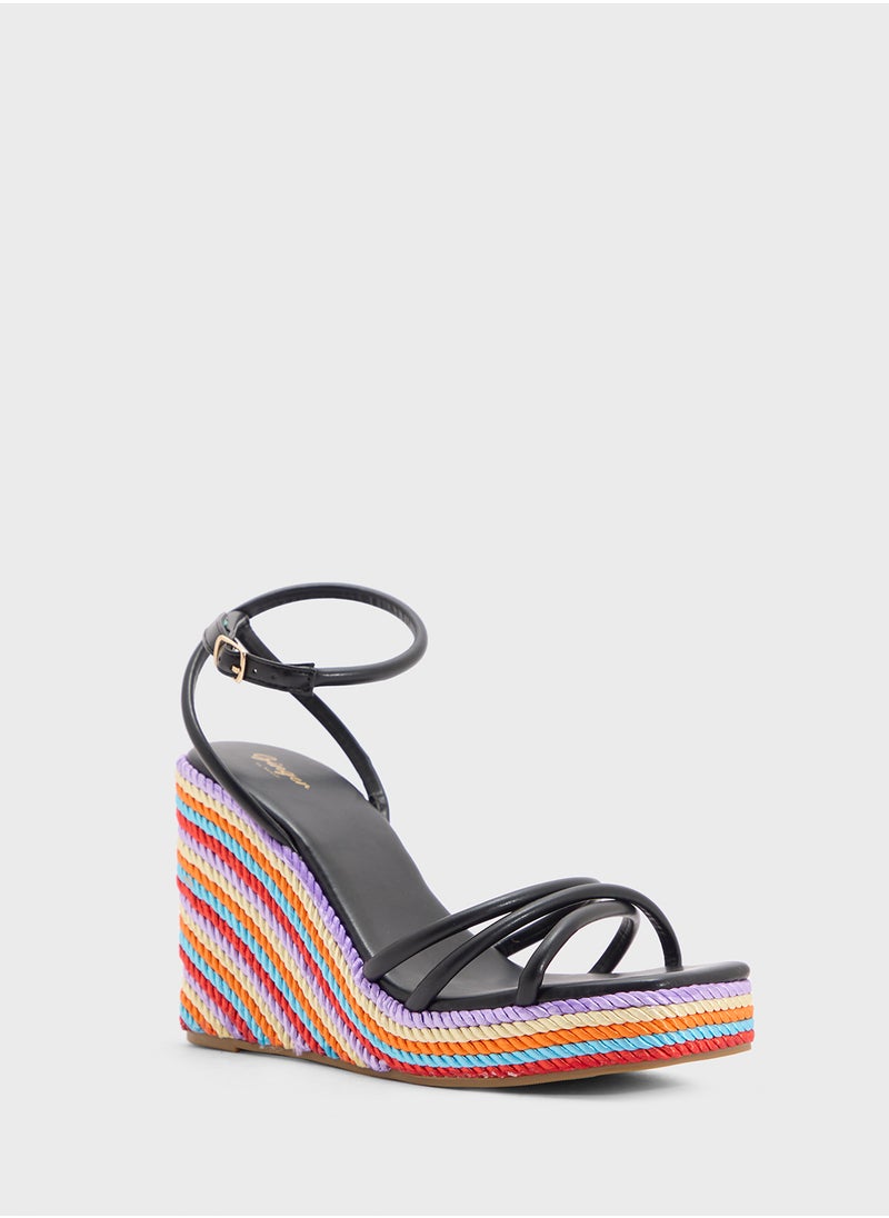 Strappy Ankle Strap Color Pop Wedge Sandal
