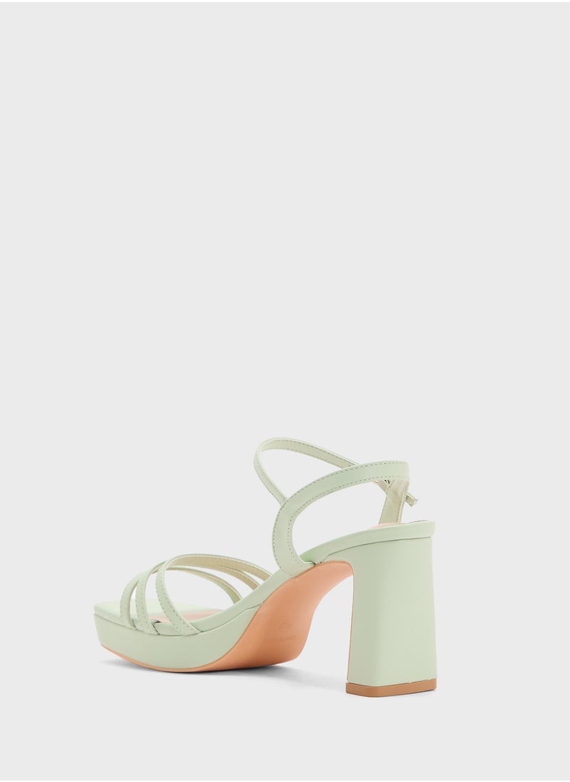 Square Toe Ankle Strap Platform Heel Sandal