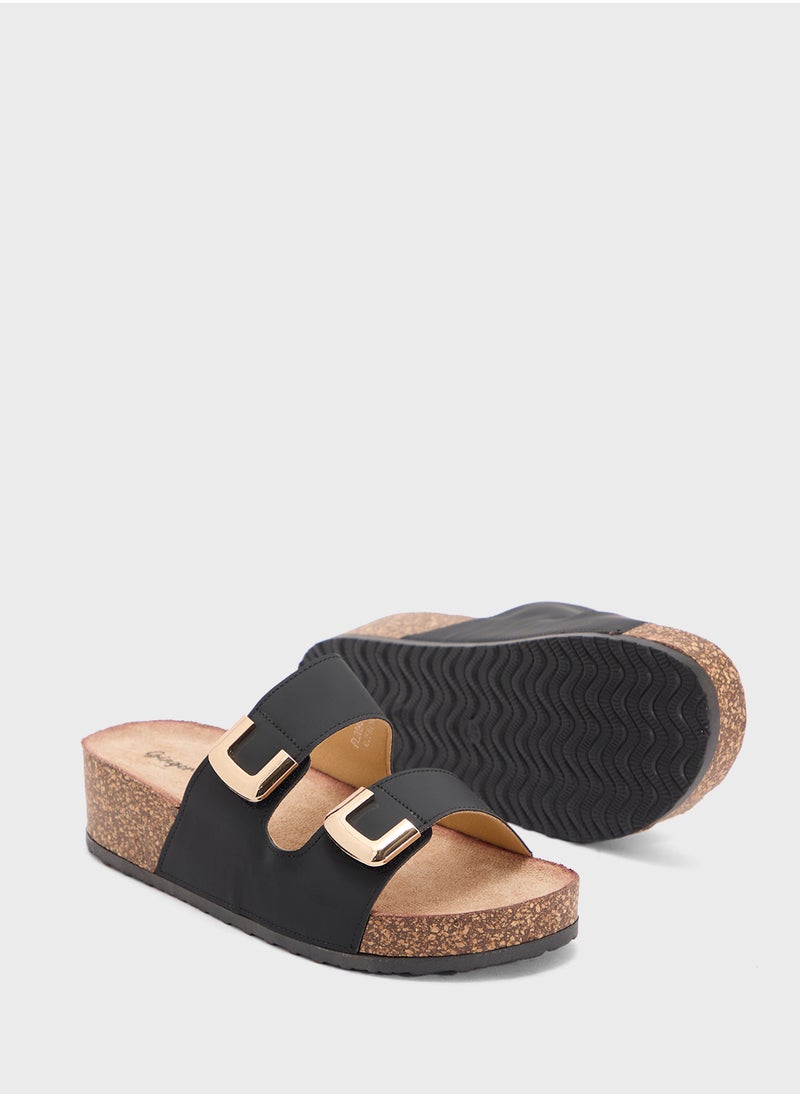 Chunky Trim Double Strap Sandal