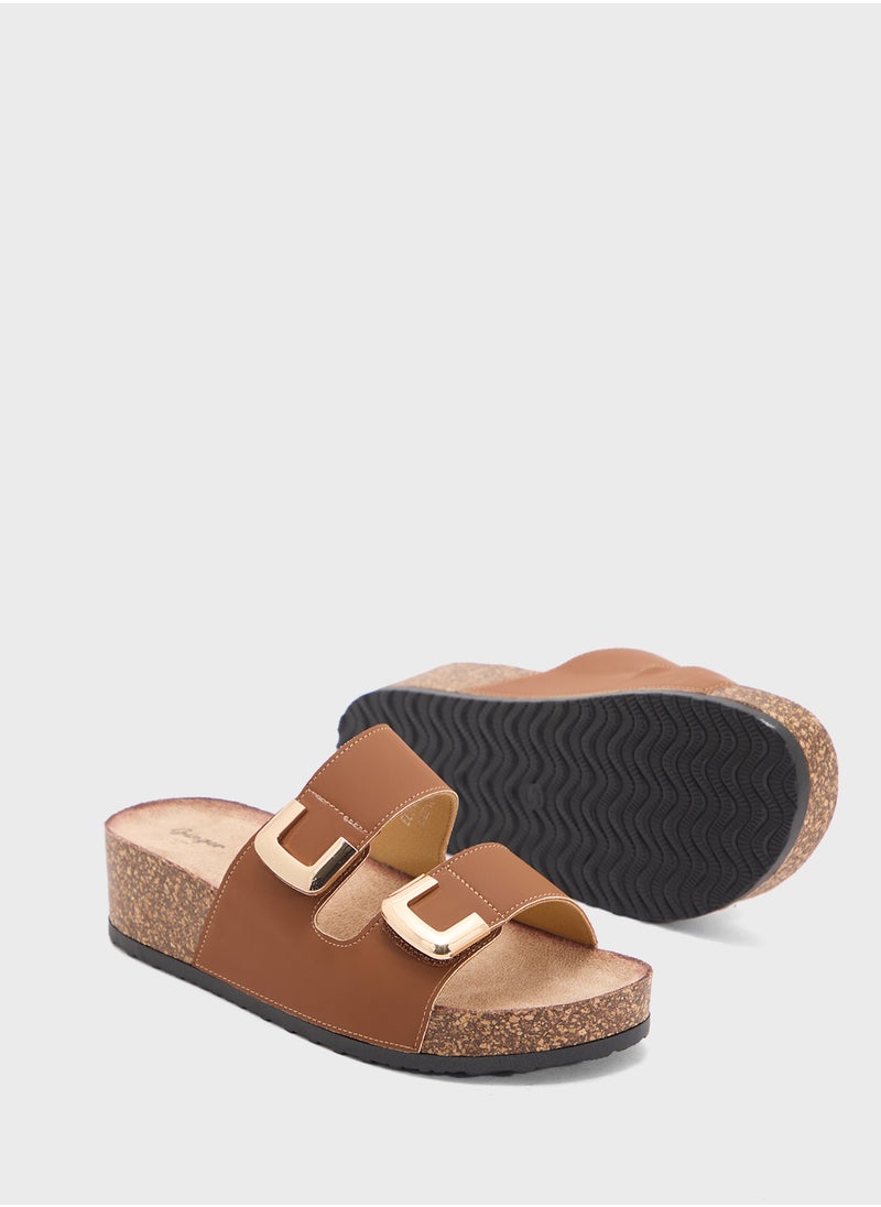 Chunky Trim Double Strap Sandal