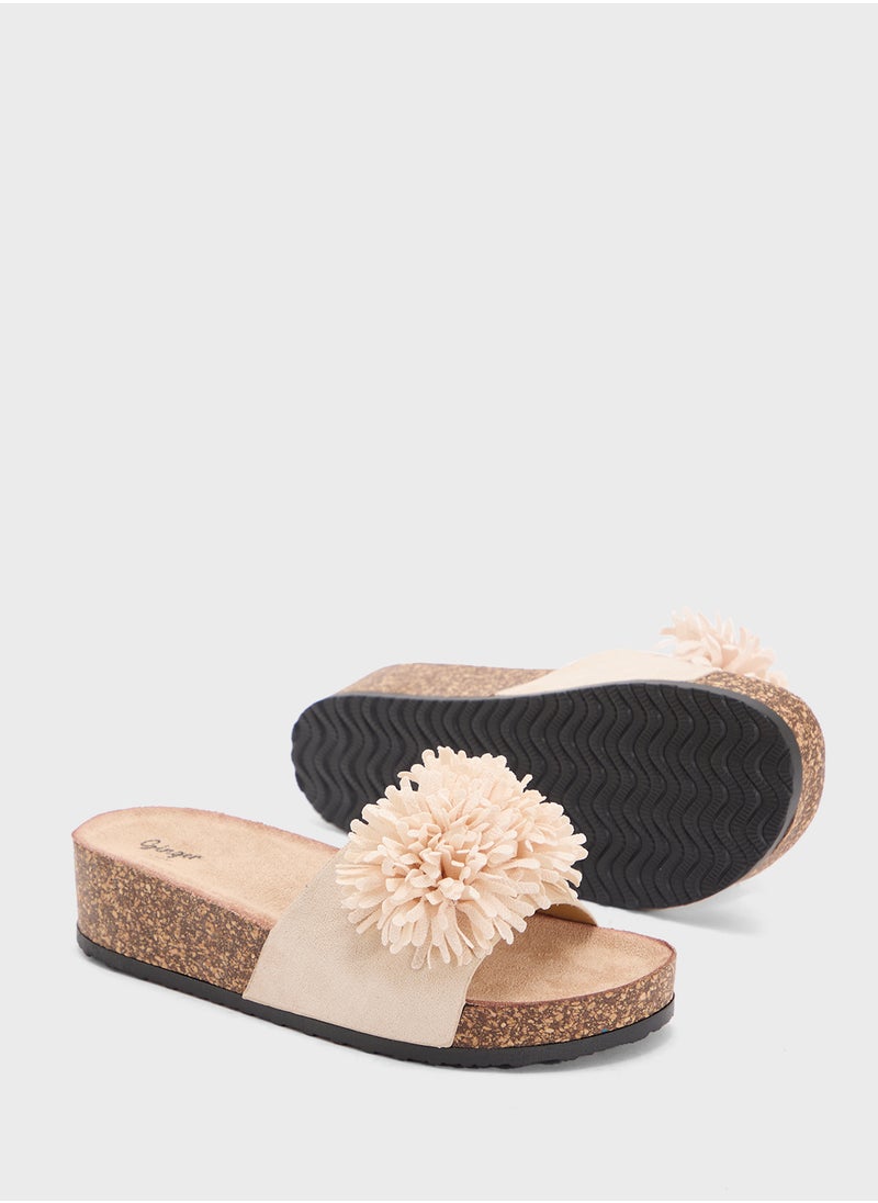 Oversized Floral  Flat Sandal