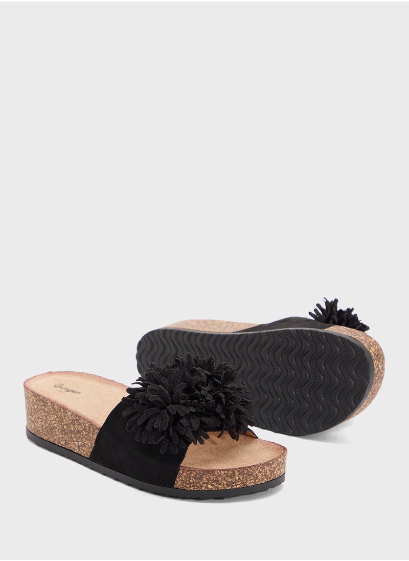 Oversized Floral  Flat Sandal