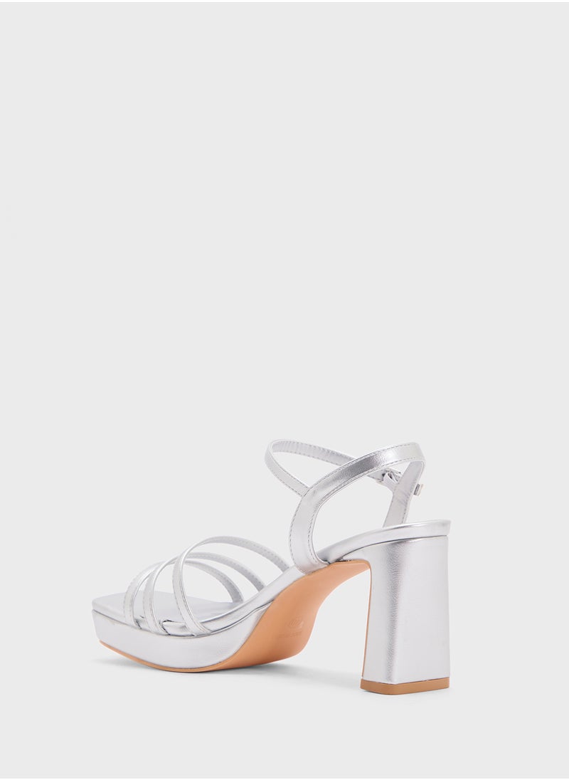Square Toe Ankle Strap Platform Heel Sandal