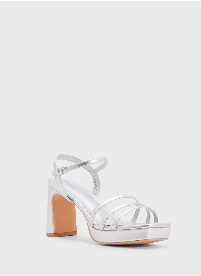 Square Toe Ankle Strap Platform Heel Sandal
