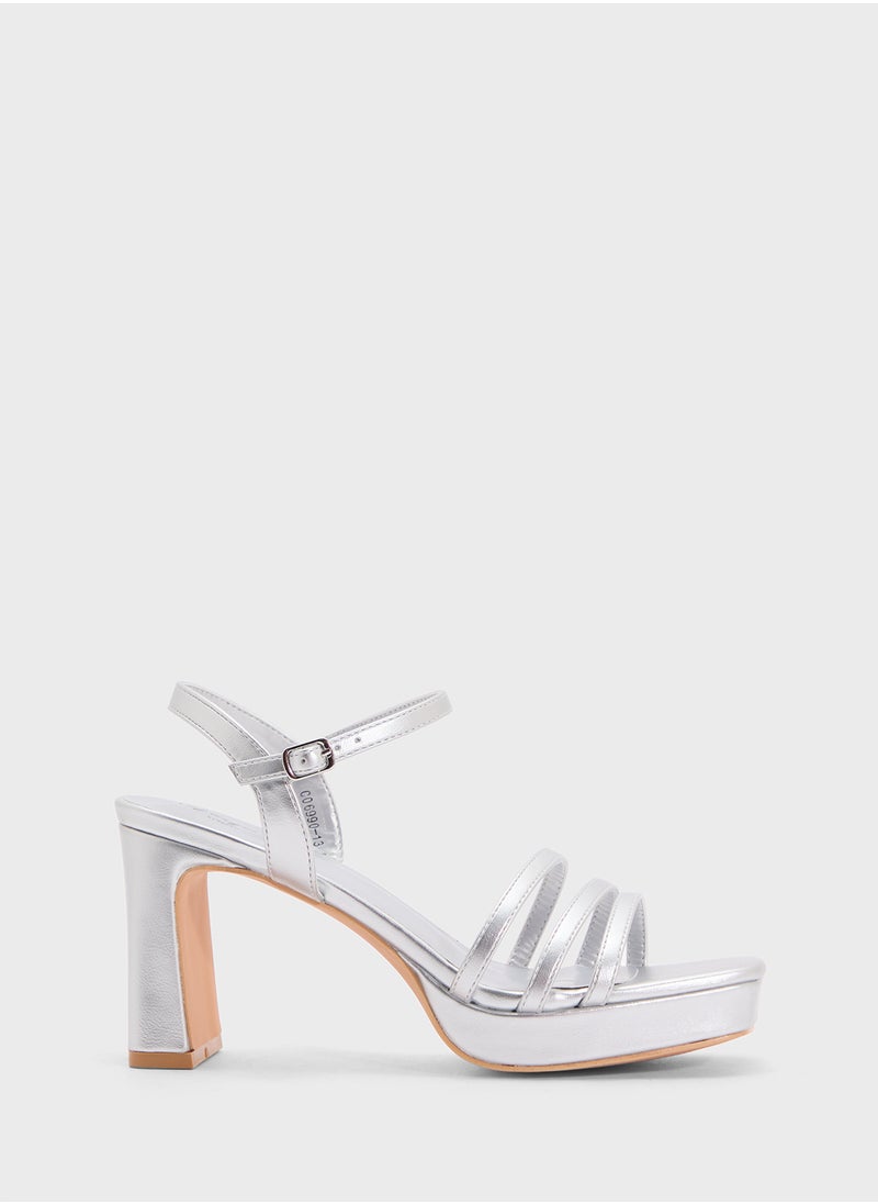 Square Toe Ankle Strap Platform Heel Sandal