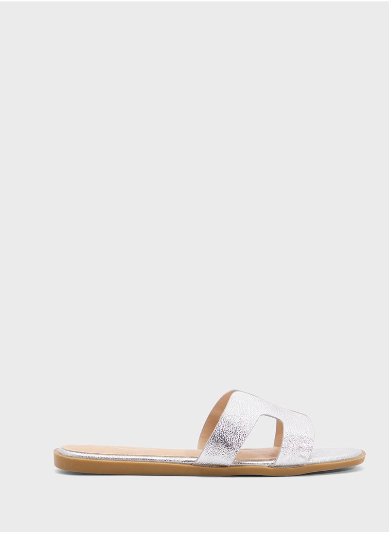 Cut Out Metallic Sandal