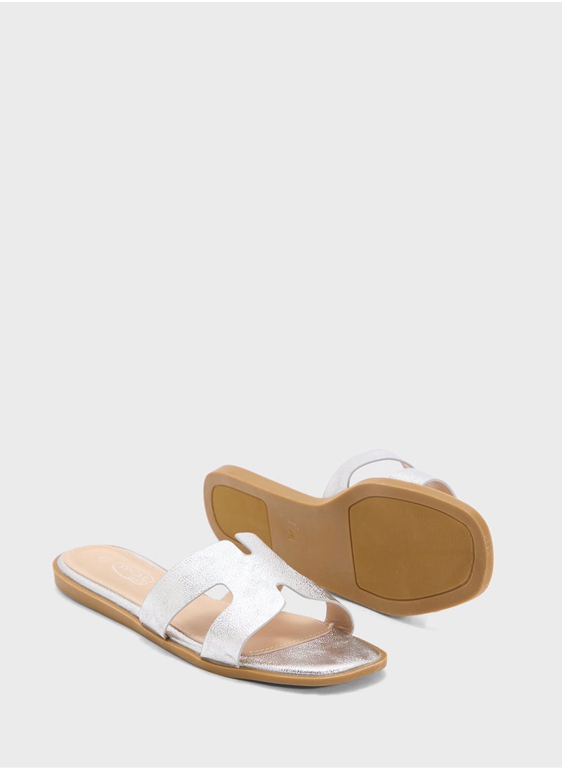 Cut Out Metallic Sandal