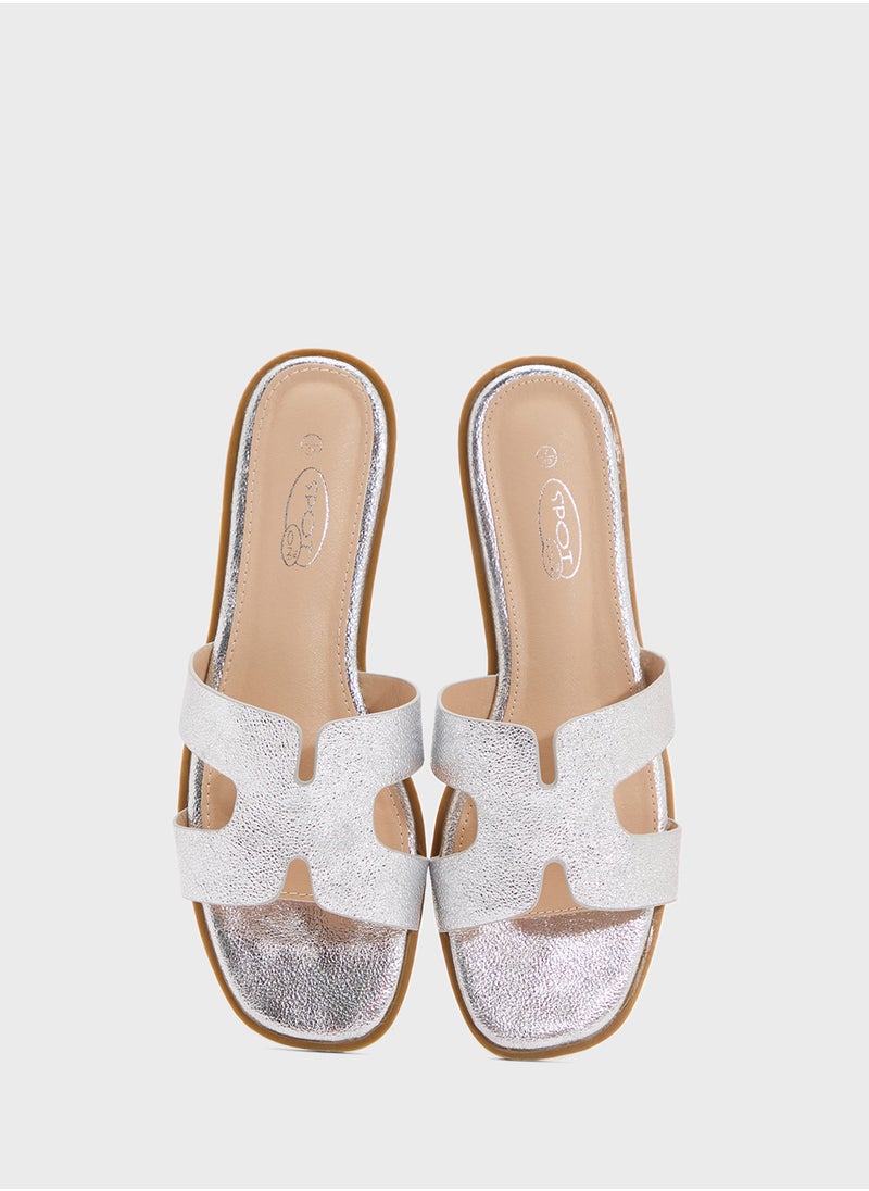 Cut Out Metallic Sandal