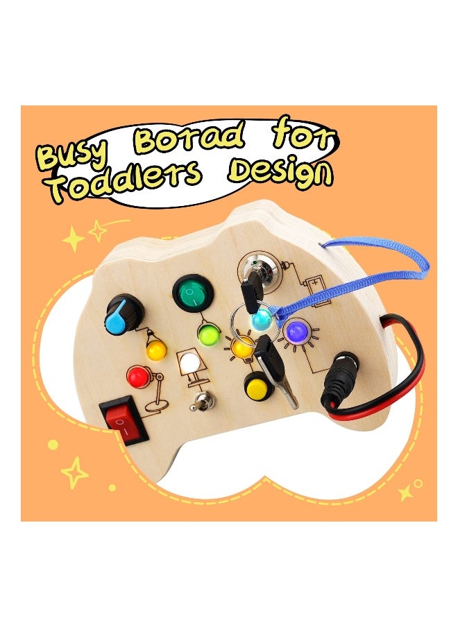 Busy Board with LED Light Toys for Toddlers, Montessori Toys with Toggle Switch, Sensory Toys for Toddlers 1-3, Travel Toys for Educational Toddler Activities for 1 2 3 4 Year Old Boys  Girls