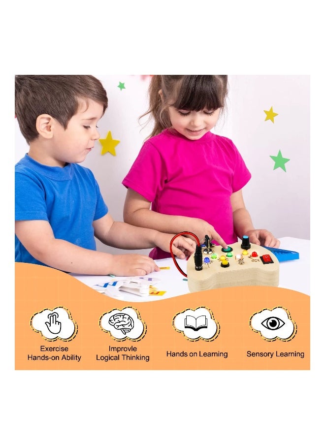 Busy Board with LED Light Toys for Toddlers, Montessori Toys with Toggle Switch, Sensory Toys for Toddlers 1-3, Travel Toys for Educational Toddler Activities for 1 2 3 4 Year Old Boys  Girls