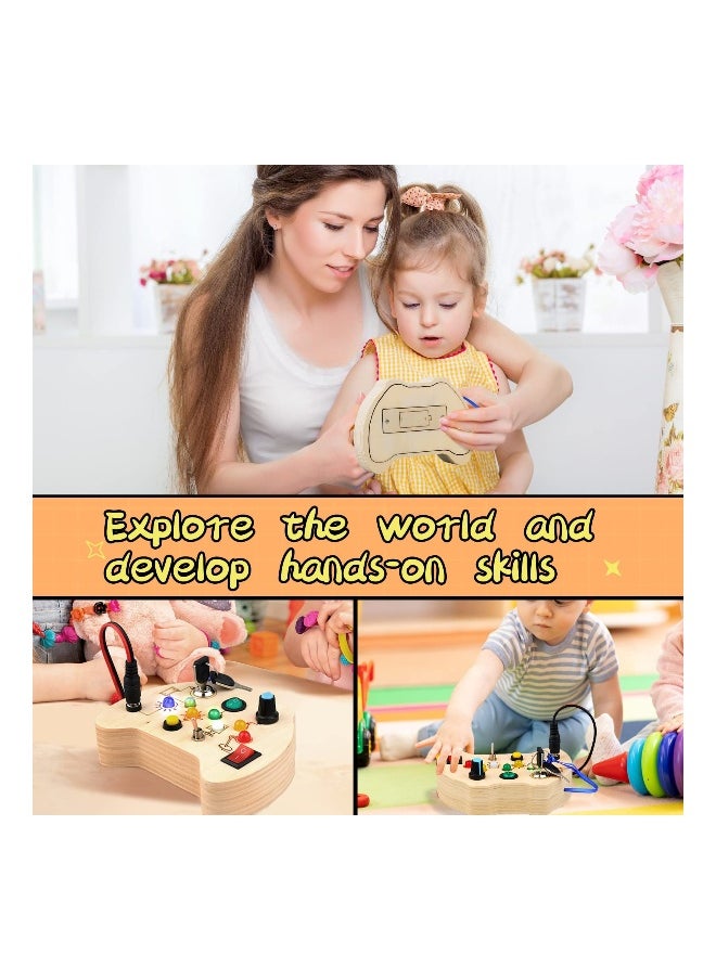 Busy Board with LED Light Toys for Toddlers, Montessori Toys with Toggle Switch, Sensory Toys for Toddlers 1-3, Travel Toys for Educational Toddler Activities for 1 2 3 4 Year Old Boys  Girls