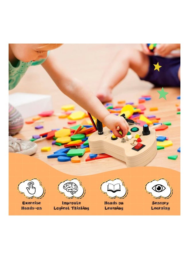 Busy Board with LED Light Toys for Toddlers, Montessori Toys with Toggle Switch, Sensory Toys for Toddlers 1-3, Travel Toys for Educational Toddler Activities for 1 2 3 4 Year Old Boys  Girls