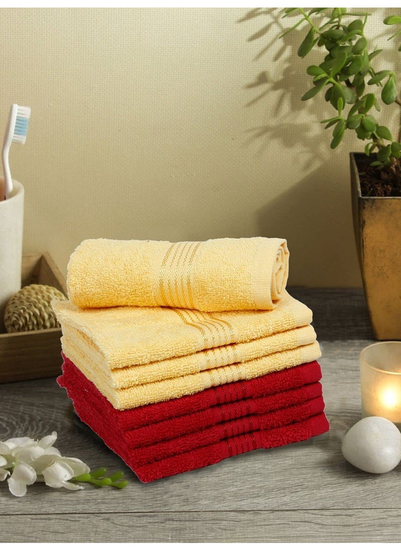 KOPA Quick Dry 100 Cotton Soft Terry Towel 8pc Face Towel dross Quick Dry 100 Cotton Super Absorbent Lightweight Odour Free for Men Women Kids SolidYellowred